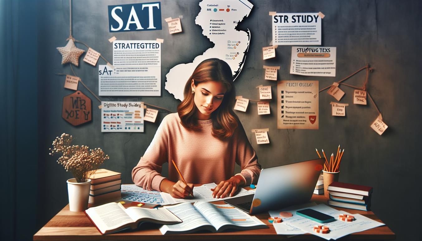 Student Studying With Books For Sat Prep In Nj